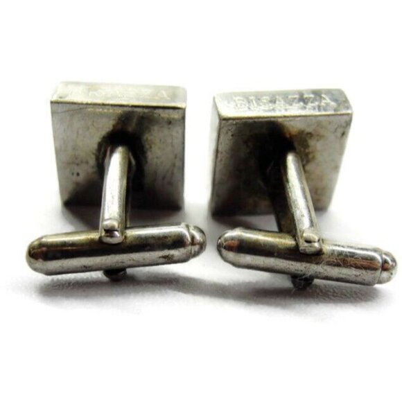 Cuff Links Square White Copper Flake Cufflink Vintage Sterling Silver 925 Patina - Picture 9 of 12